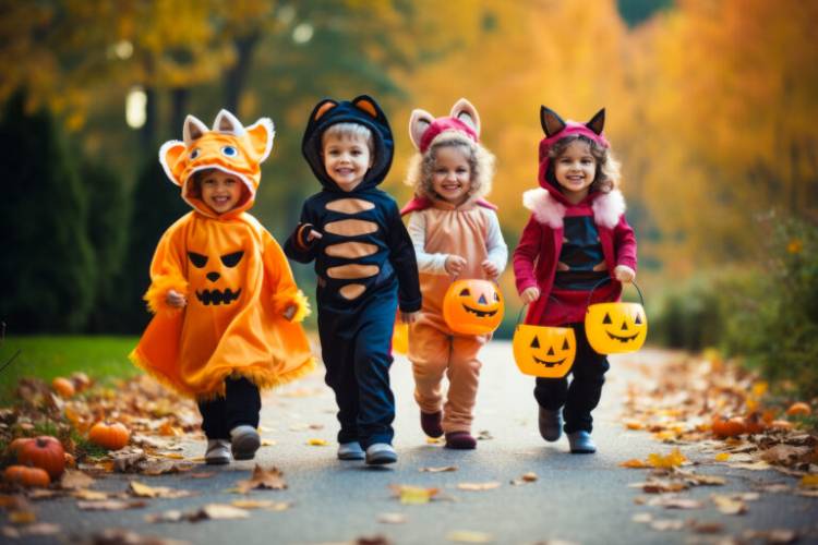 children dressed up in costumes for halloween